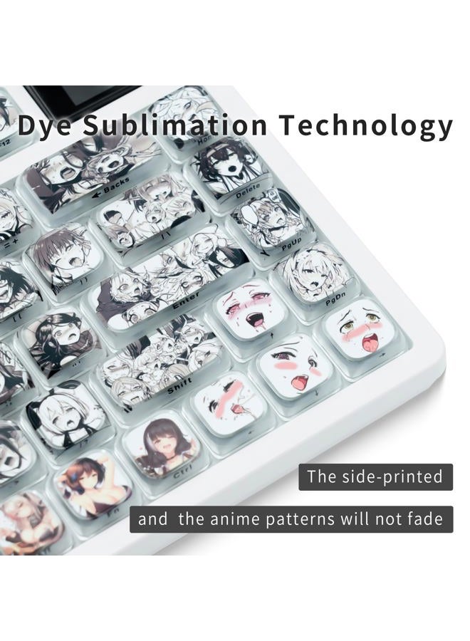 GMKWTL Anime Pudding Keycap,Low Profile Clear Keycaps, XVX Shine Though Side Print Key Cap Set with Dye Sublimation Suitable for Most 75 Percent 60% 100% Cherry MX Gateron Switches Mechanical Keyboard - Image 3