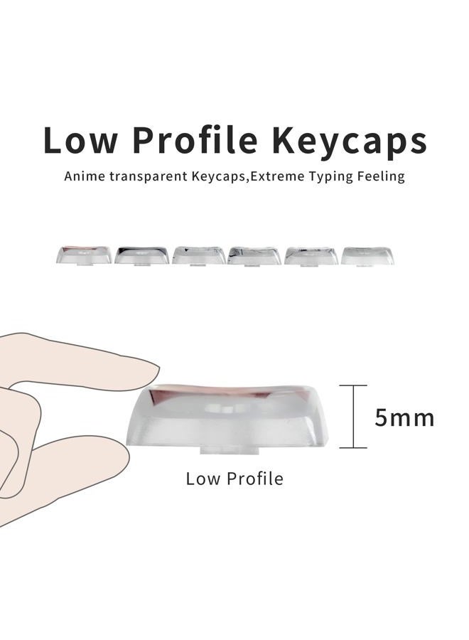 GMKWTL Anime Pudding Keycap,Low Profile Clear Keycaps, XVX Shine Though Side Print Key Cap Set with Dye Sublimation Suitable for Most 75 Percent 60% 100% Cherry MX Gateron Switches Mechanical Keyboard - Image 4