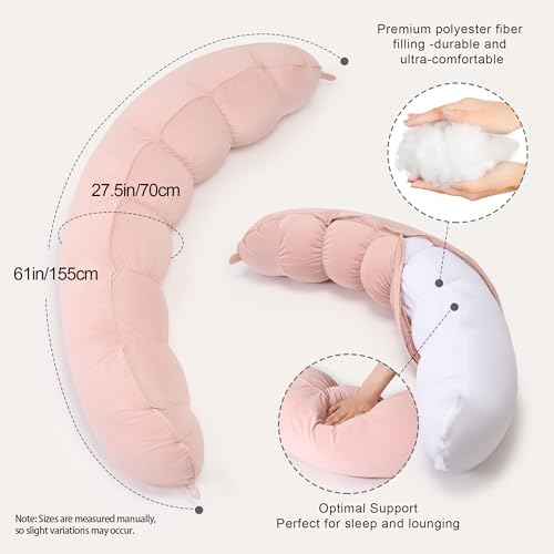 Ailuteie Peallow(Pat. Pend) – Long Round Body Pillow for Adults, Bolster Pillow for Sleeping, Soft and Supportive Pillow for Sleeping & Lumbar Support - Image 3
