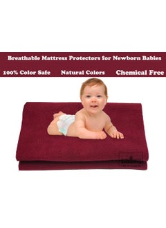 BMRGIFTS BMRGIFTS Cotton Extra Absorbent Waterproof Quick Dry Sheet for Baby Washable Bed Mattress Protector Sheet for Toddler Children Pack of 3 Large Size 100x140 cm MehroonPink Sea Green  - Image 2