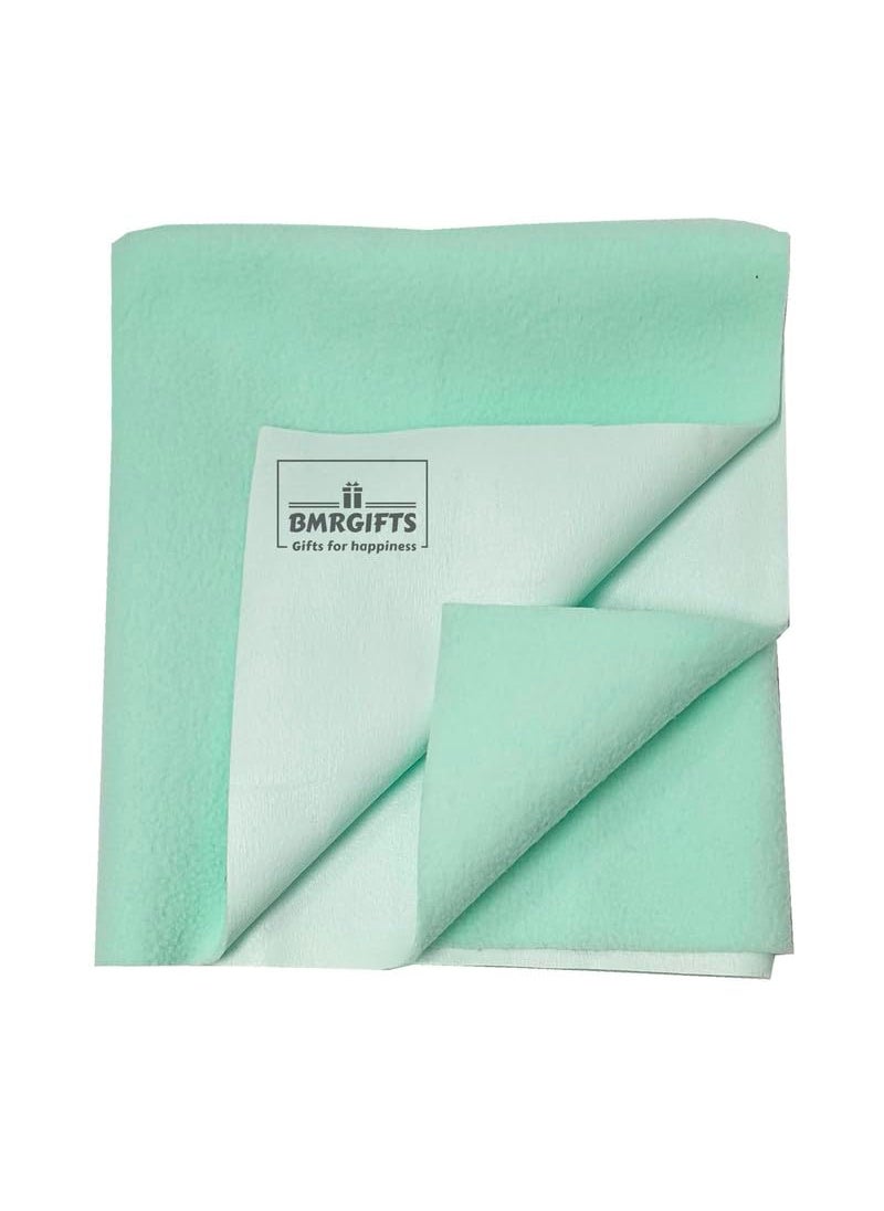 BMRGIFTS BMRGIFTS Cotton Extra Absorbent Waterproof Quick Dry Sheet for Baby Washable Bed Mattress Protector Sheet for Toddler Children Pack of 3 Large Size 100x140 cm MehroonPink Sea Green  - Image 3