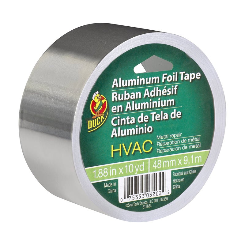 Duck شريط إصلاح الألمنيوم من علامة داك HVAC UL 723، 1.88 بوصة × 10 يارد، لفة واحدة، فضي (280416) - Image 1