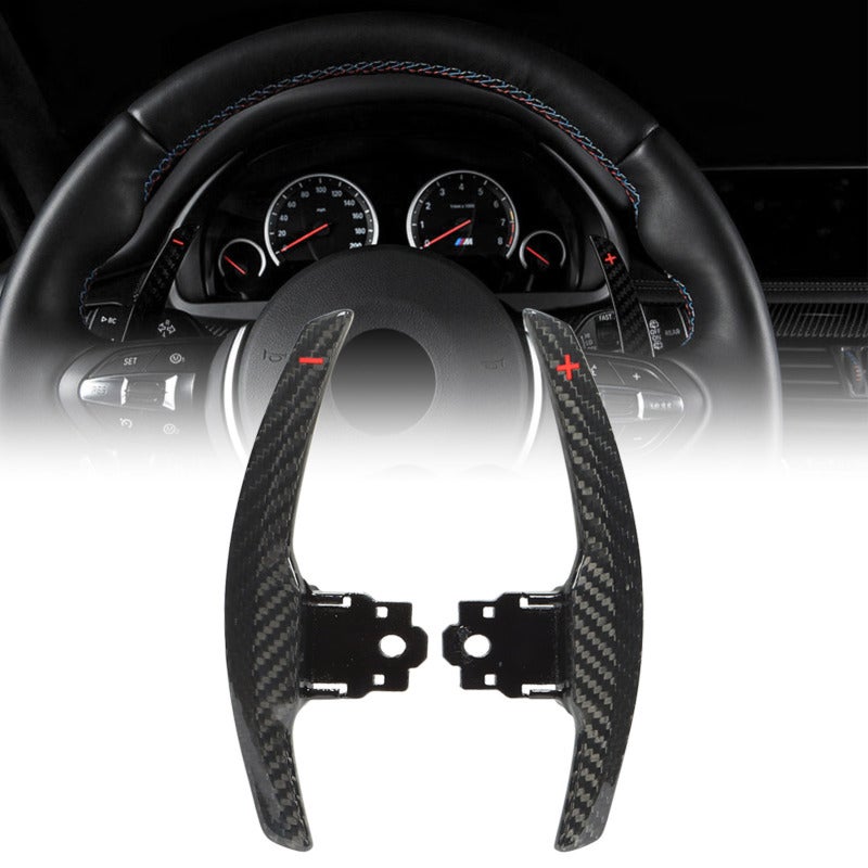 Extension Dry Carbon Fiber Paddle Shifters: 2x2 Weave, 50% Larger Than OEM - DCT Shift Paddles for F-Chassis M Sport Models Including F20 F22 F30 F15 - Image 4