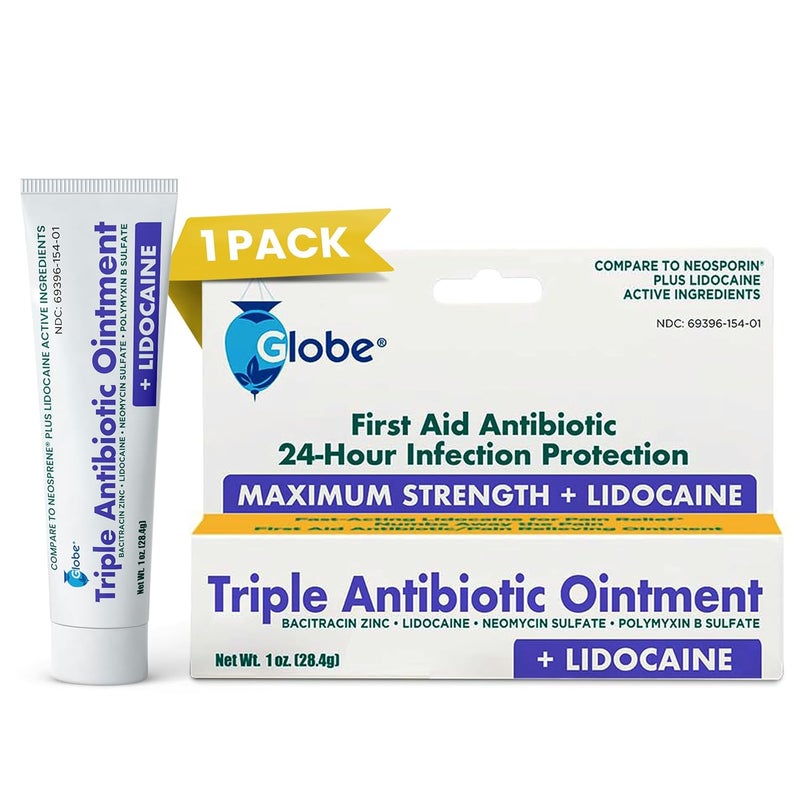Globe Lidocaine First Aid Antibiotic Ointment 1 Oz  Maximum Strength Pain Relief  Infection Protection  Numbs Skin Fast with Lidocaine  Emergency Use  Infection Protection - Image 1