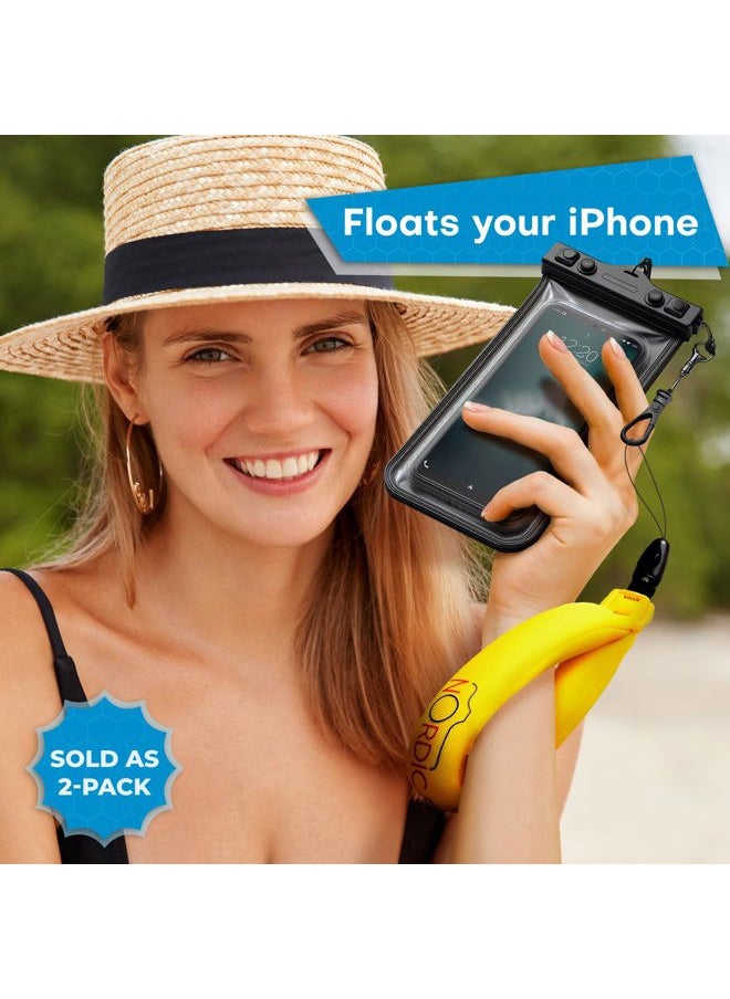 Nordic Flash - Waterproof Camera Float (2-pack) Floating Strap for GoPro Hero12, DJI Action 4, Insta360 Ace Pro, Olympus Tough TG-6, & Many More Action Cameras and Phones - Yellow - Image 1