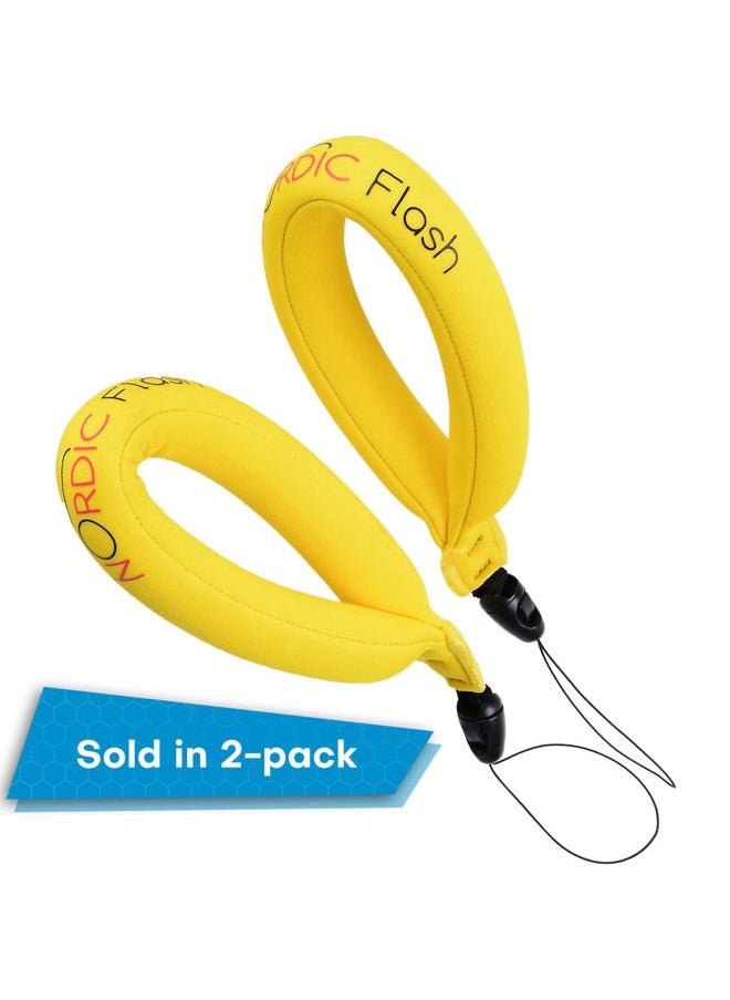 Nordic Flash - Waterproof Camera Float (2-pack) Floating Strap for GoPro Hero12, DJI Action 4, Insta360 Ace Pro, Olympus Tough TG-6, & Many More Action Cameras and Phones - Yellow - Image 1