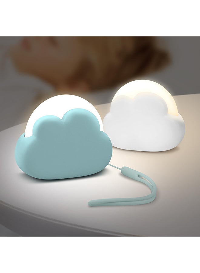 O Ozone مصباح LED محمول ليلي، مصباح مكتب صغير على شكل سحابة، مصباح ليلي قابل للشحن للأطفال للتخييم (أبيض وأزرق) - Image 1
