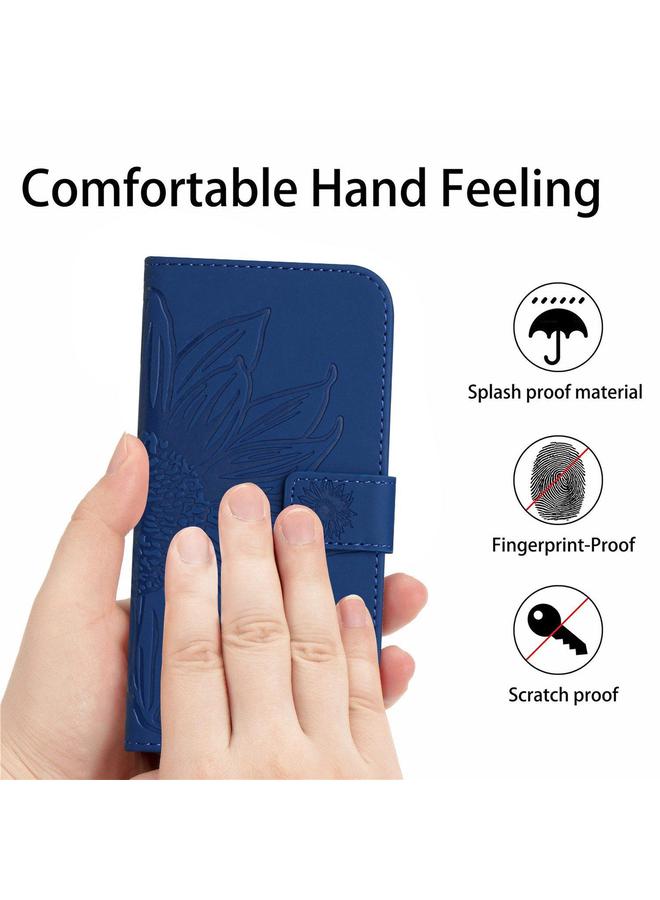 S-TOP Case For Redmi Note 14 4G 164.84mm EU Version Skin Feel Sun Flower Embossed Flip Leather Phone Case with Lanyard - Image 4