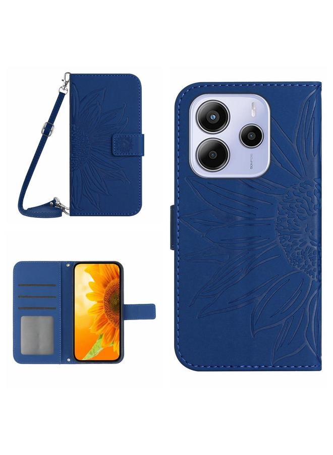 S-TOP Case For Redmi Note 14 4G 164.84mm EU Version Skin Feel Sun Flower Embossed Flip Leather Phone Case with Lanyard - Image 1