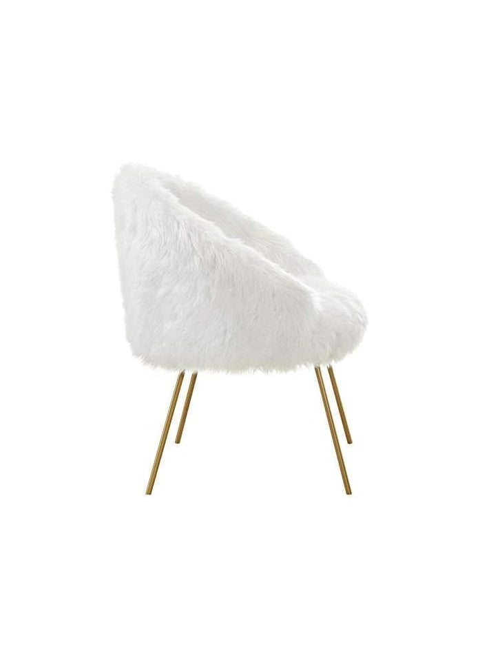 Generic - Faux Fur Vanity Stool for Vanity Desk Fuzzy Ottoman Foot Stool for Vanity Table Fluffy Makeup Chair Furry Vanity Seat for Dressing Room Living Room Bathroom Bedroom White - Image 1