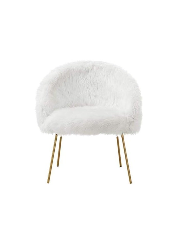 Generic - Faux Fur Vanity Stool for Vanity Desk Fuzzy Ottoman Foot Stool for Vanity Table Fluffy Makeup Chair Furry Vanity Seat for Dressing Room Living Room Bathroom Bedroom White - Image 1