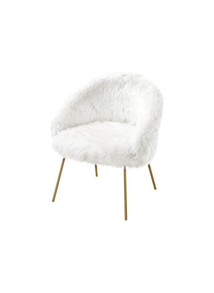 Generic - Faux Fur Vanity Stool for Vanity Desk Fuzzy Ottoman Foot Stool for Vanity Table Fluffy Makeup Chair Furry Vanity Seat for Dressing Room Living Room Bathroom Bedroom White - Image 1
