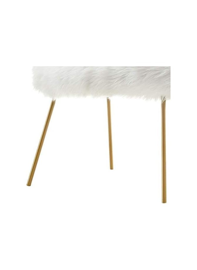 Generic - Faux Fur Vanity Stool for Vanity Desk Fuzzy Ottoman Foot Stool for Vanity Table Fluffy Makeup Chair Furry Vanity Seat for Dressing Room Living Room Bathroom Bedroom White - Image 1