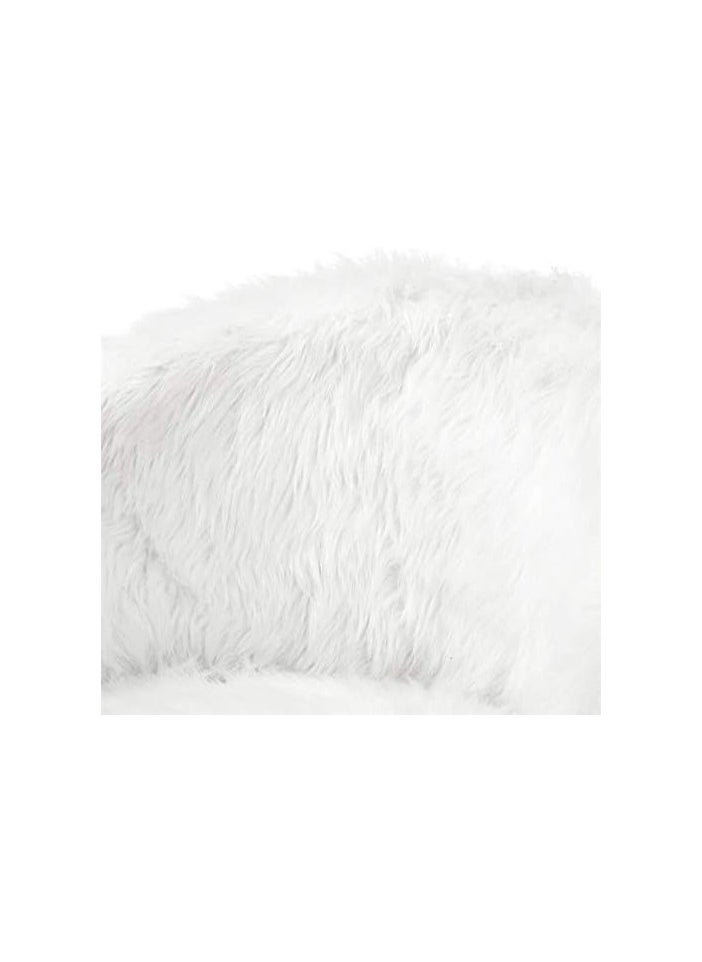 Generic - Faux Fur Vanity Stool for Vanity Desk Fuzzy Ottoman Foot Stool for Vanity Table Fluffy Makeup Chair Furry Vanity Seat for Dressing Room Living Room Bathroom Bedroom White - Image 1