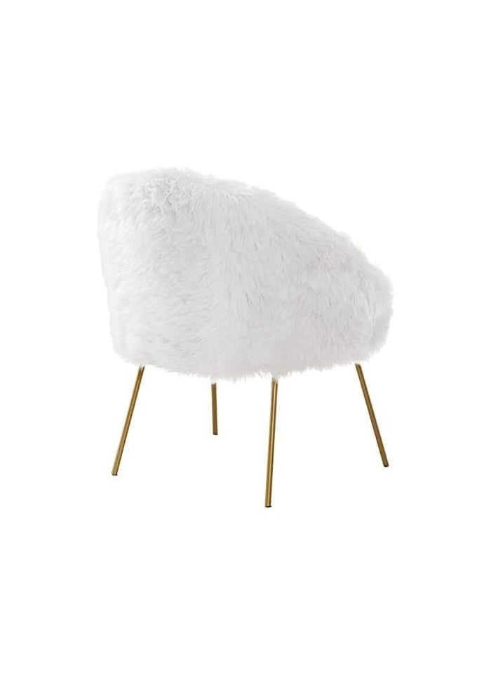 Generic - Faux Fur Vanity Stool for Vanity Desk Fuzzy Ottoman Foot Stool for Vanity Table Fluffy Makeup Chair Furry Vanity Seat for Dressing Room Living Room Bathroom Bedroom White - Image 1