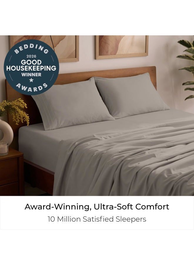 mellanni Bed Sheet Set - Brushed Microfiber 1800 Bedding - Wrinkle, Fade, Stain Resistant - 4 Piece (Queen, Tan) - Image 2