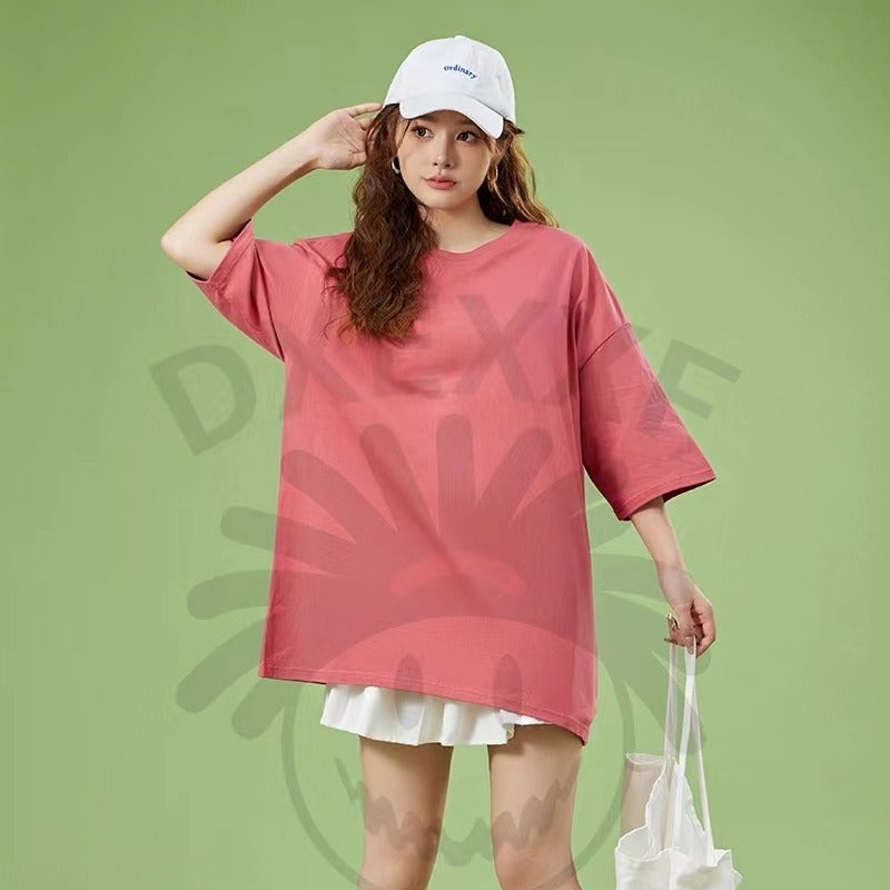 Japanese Heavy 240 Solid Color Short Sleeve Women'S Base Shirt Pure White T-Shirt Combed Cotton Tee Men'S Half Sleeve Inner Wear Wide Loose Summer - Image 2