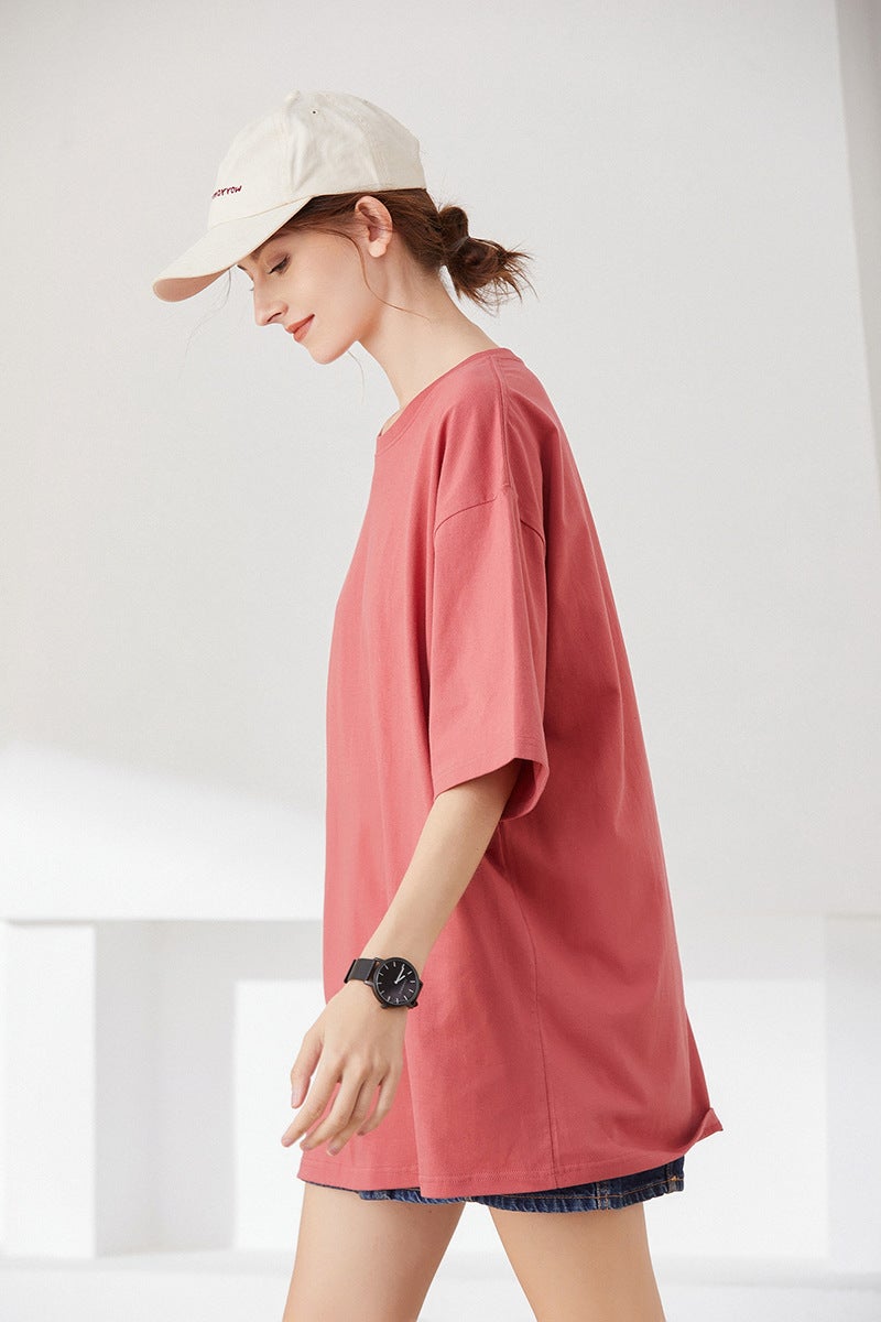 Japanese Heavy 240 Solid Color Short Sleeve Women'S Base Shirt Pure White T-Shirt Combed Cotton Tee Men'S Half Sleeve Inner Wear Wide Loose Summer - Image 4