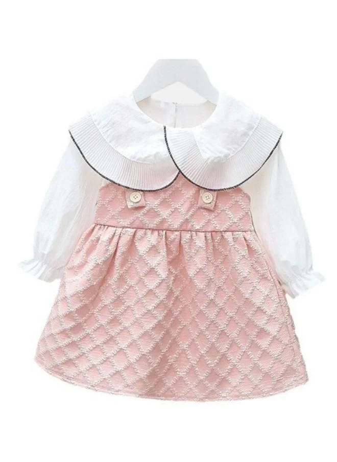 يونيكي Peach A-Line Crew Neck Printed Dress