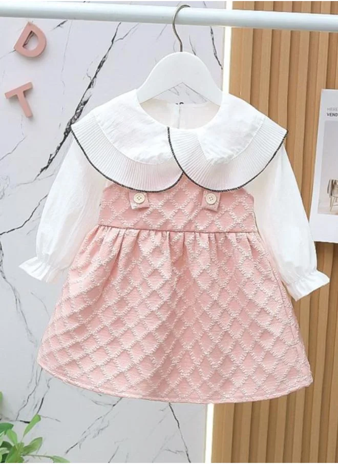 يونيكي Peach A-Line Crew Neck Printed Dress