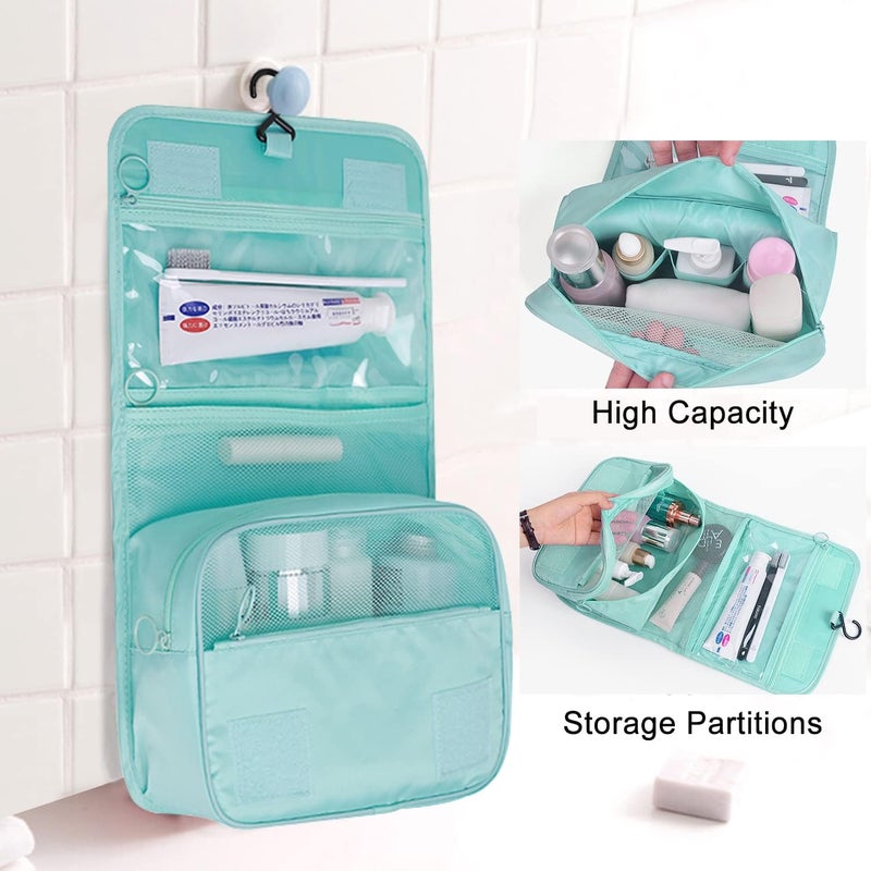 YumSur Toiletry Bag for Men and Women, Waterproof Travel Foldable Cosmetic Bag Large Capacity Organizer for Gym Business and Holiday, with Hook and Handle - Image 4