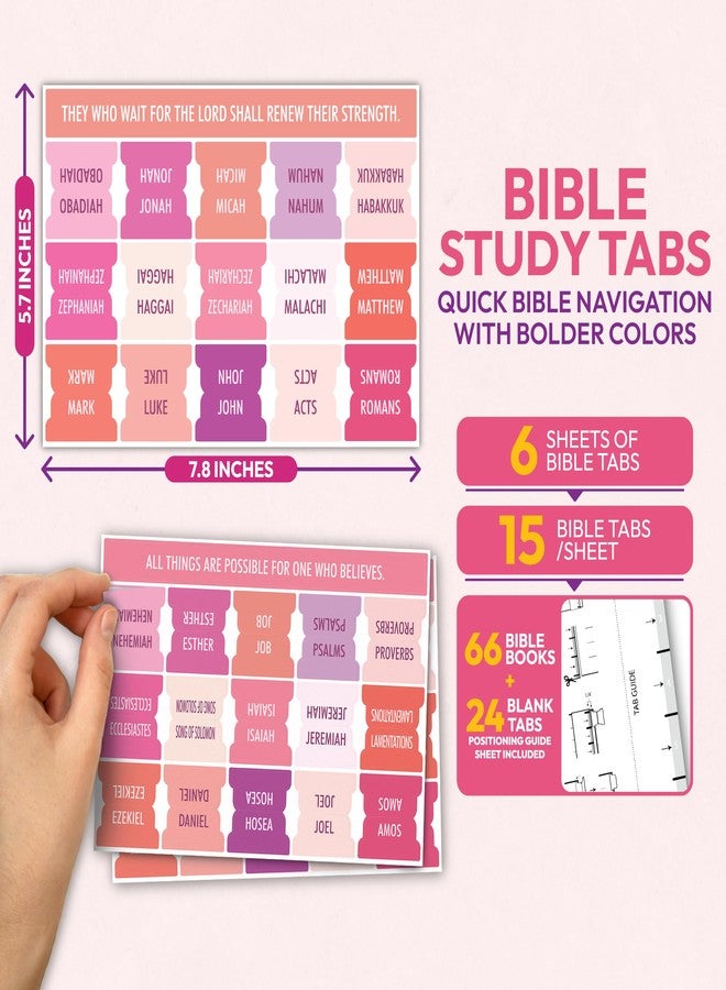 Only Zest Pink Bible Tabs, 90 Large Print Bible Index Tabs for Study Bible, Laminated Easy-to-Read Label, Christian Gift for Women, Men, Kids - Image 5