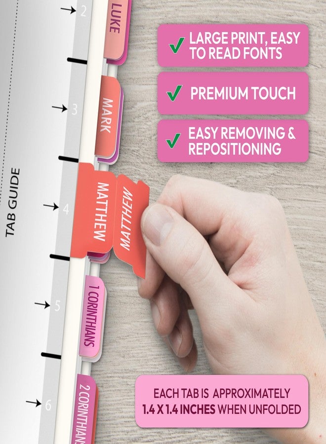 Only Zest Pink Bible Tabs, 90 Large Print Bible Index Tabs for Study Bible, Laminated Easy-to-Read Label, Christian Gift for Women, Men, Kids - Image 3