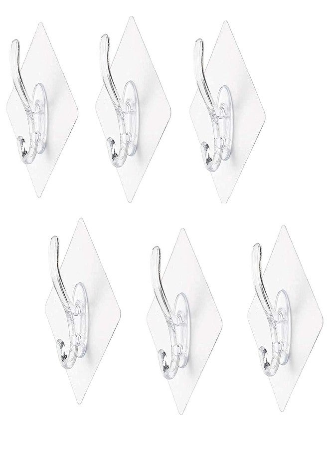 Flipco Waterproof Sticker Stick on Wall Hooks Hangers Self Adhesive Hooks Sticker Towel and Coats Hooks Waterproof and Rustproof Wall Hooks Oilproof Towel Hooks for Bathrooms Kitchen - 6 pcs - Image 1