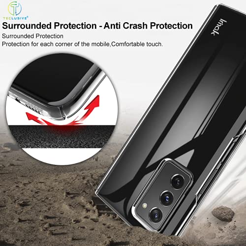 T TECLUSIVE Plastic Slim Transparent Protective Hard Case Cover Compatible For Galaxy Z Fold 2, Shockproof Clear 2 In 1 Transparent Back Cover With Camera Protection - Image 2