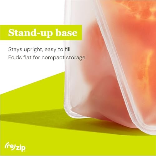 Rezip (re) zip 5-pack Stand-Up Reusable Bags | BPA-Free, Food Grade, Leakproof, Freezer and Dishwasher Safe | 5 Snack-Size Bags (1-Cup / 8-Oz) | Multicolor for Easy Organization - Image 4