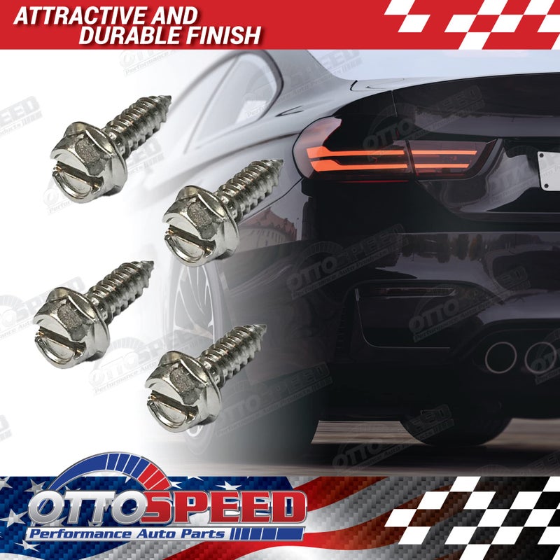 OttoSpeed License Plate Screw Kit - Stainless, OEM Style Fasteners with Nylon Screw Retainers for Mounting Front and Back License Plates on Cars, SUVs, Trucks - Rustproof, Self Tapping Bolts (Stainless Steel) - Image 2