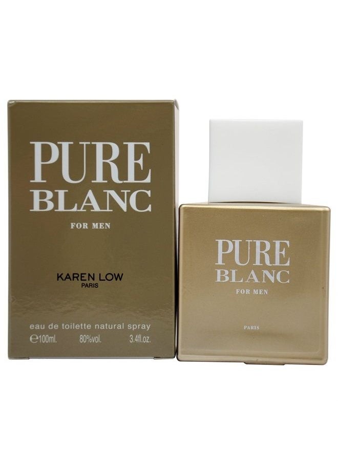 Karen Low Pure Blanc Eau De Toilette Spray for Men, 3.4 Ounce 
