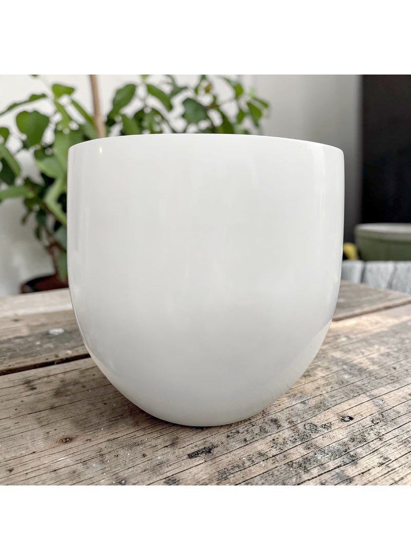 color zone pottery Indoor and outdoor planters with a sturdy and durable construction, ideal for larger plants. Prevents discoloration and cracking caused by sun exposure. Waterproof, sun-resistant, and weather-resistant. Glossy white fiber - 50 cm - Image 2