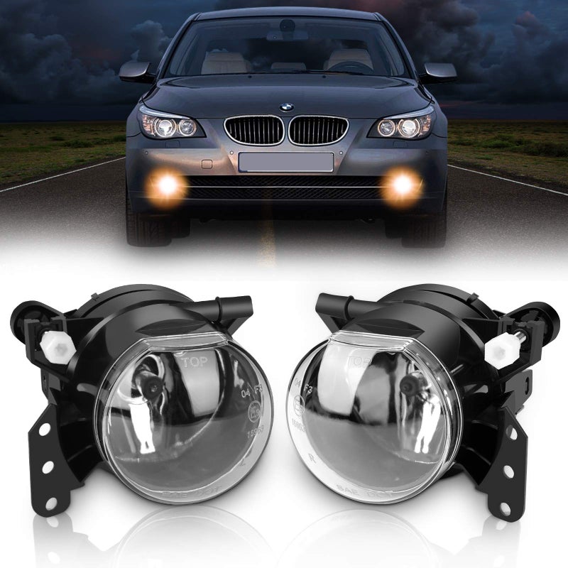 TangMiGe Fog Lights Lamps Assembly for 20032008 BMW 5 SeriesE60 E61 525i 525xi 530i 530xi 545i 550i 3 SeriesE46 325Ci 330Ci ConvertibleCoupe with Bulbs 9006 12V 55W 1 Pair Clear Lens