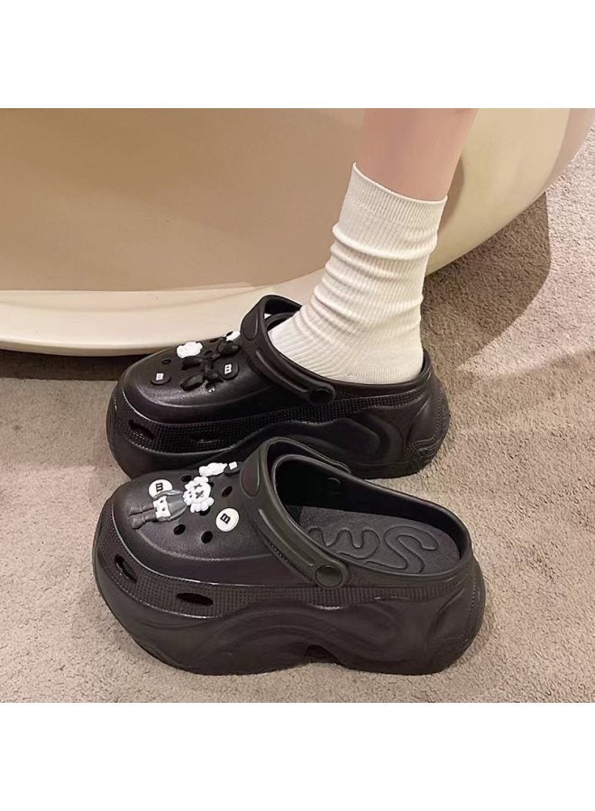 Small High Heeled Soft-soled Thick-soled Cave Shoes Women's Outwear Summer Non-slip Cute Instagram Style Beach Baotou Eva Shoes For Women