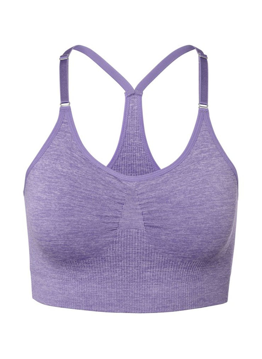 Tchibo Women Non Padded Heather Sport Bra, Purple  - Image 2