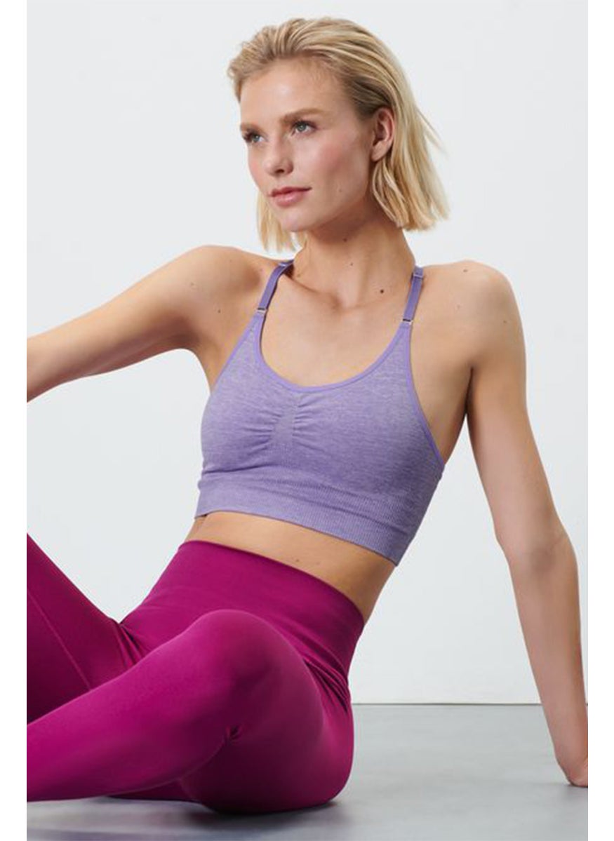 Tchibo Women Non Padded Heather Sport Bra, Purple  - Image 1