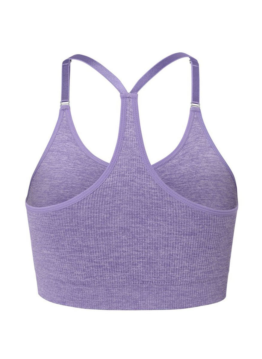 Tchibo Women Non Padded Heather Sport Bra, Purple  - Image 3