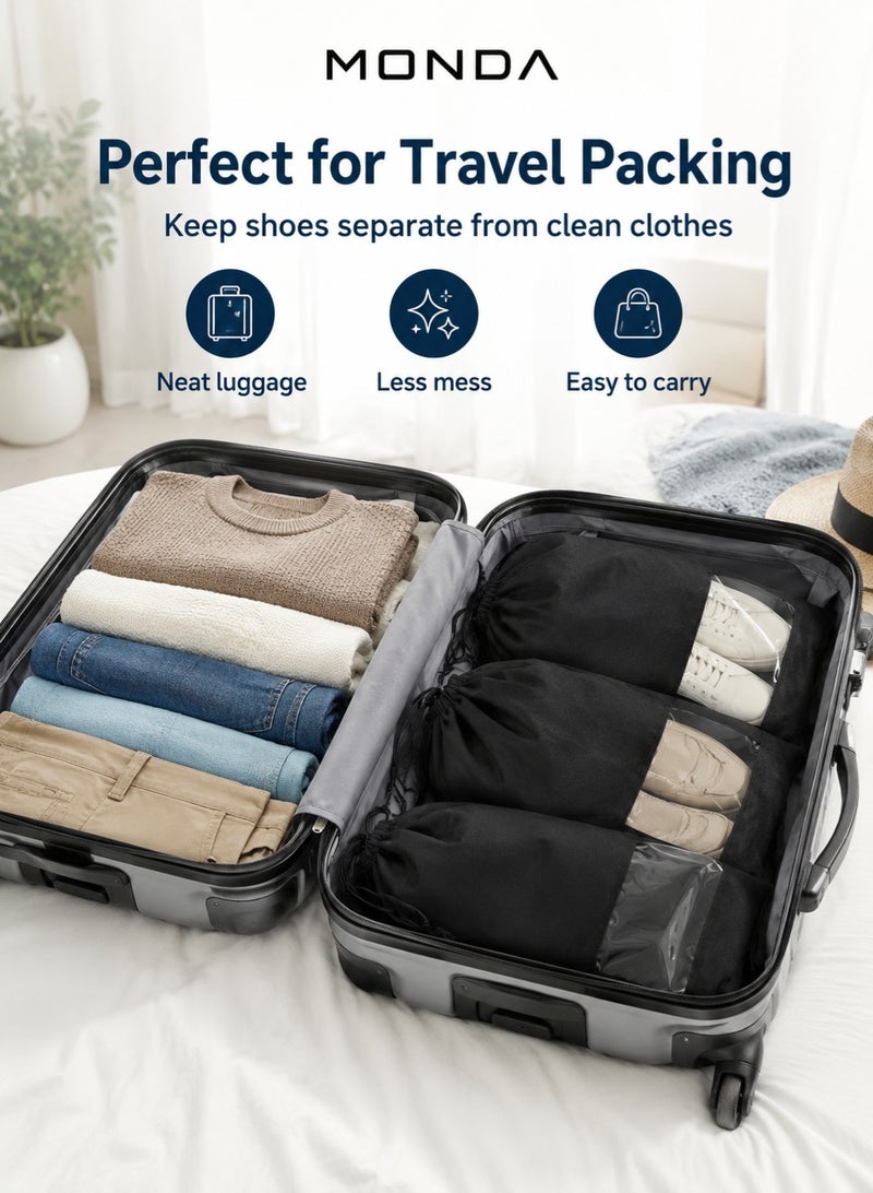 Monda Large Black Travel Shoe Bags Portable Travel Shoe Bags Storage Organizer Bag 12-Pieces(6pack 32*44cm+6pack 36*45cm) - Image 5
