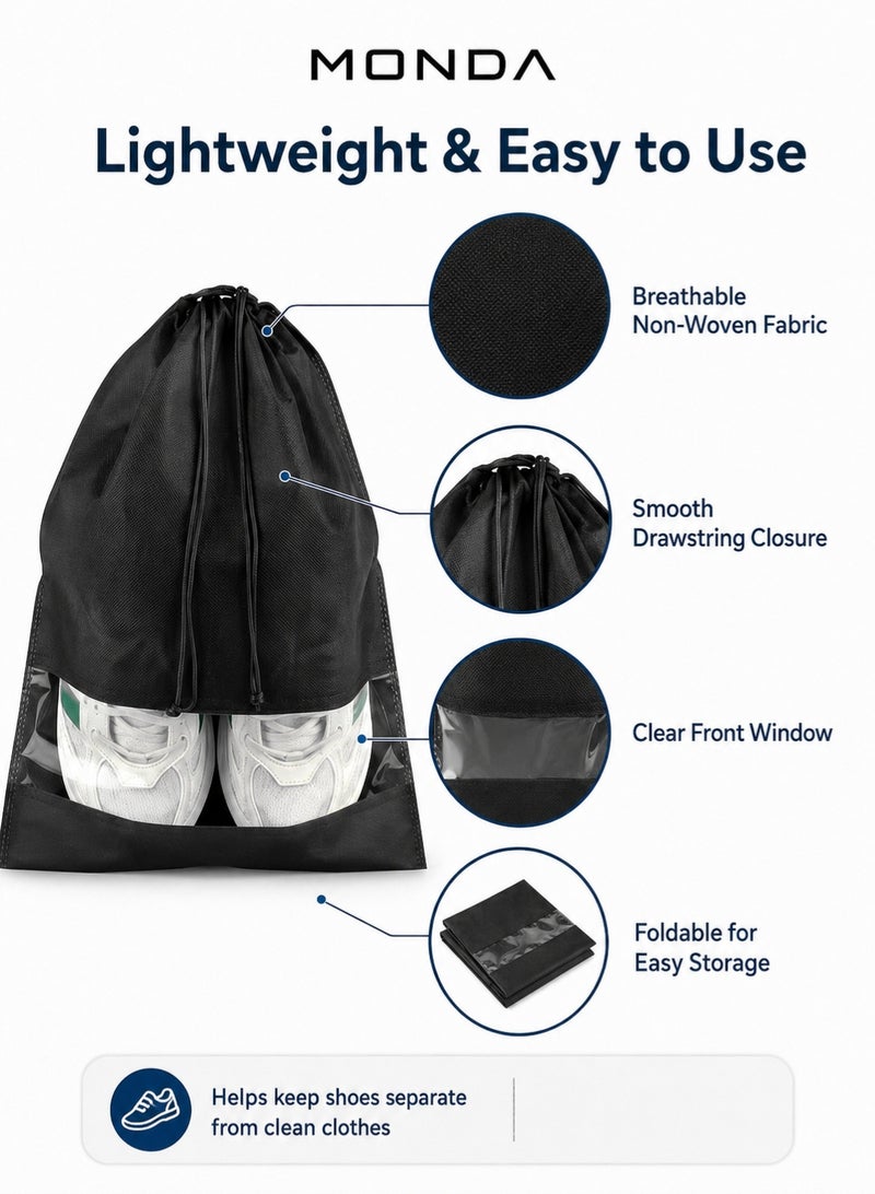 Monda Large Black Travel Shoe Bags Portable Travel Shoe Bags Storage Organizer Bag 12-Pieces(6pack 32*44cm+6pack 36*45cm) - Image 4