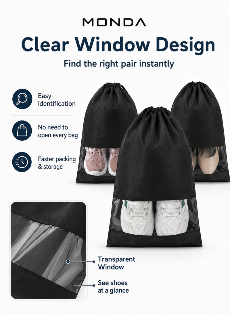 Monda Large Black Travel Shoe Bags Portable Travel Shoe Bags Storage Organizer Bag 12-Pieces(6pack 32*44cm+6pack 36*45cm) - Image 3