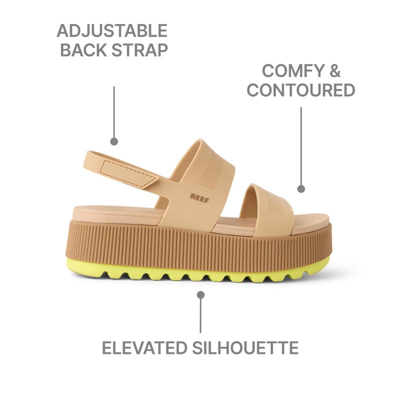 REEF Women's Water Vista Higher Platform Sandal, Water Friendly, Adjustable Strap, Sand Lime, 6 - Image 5