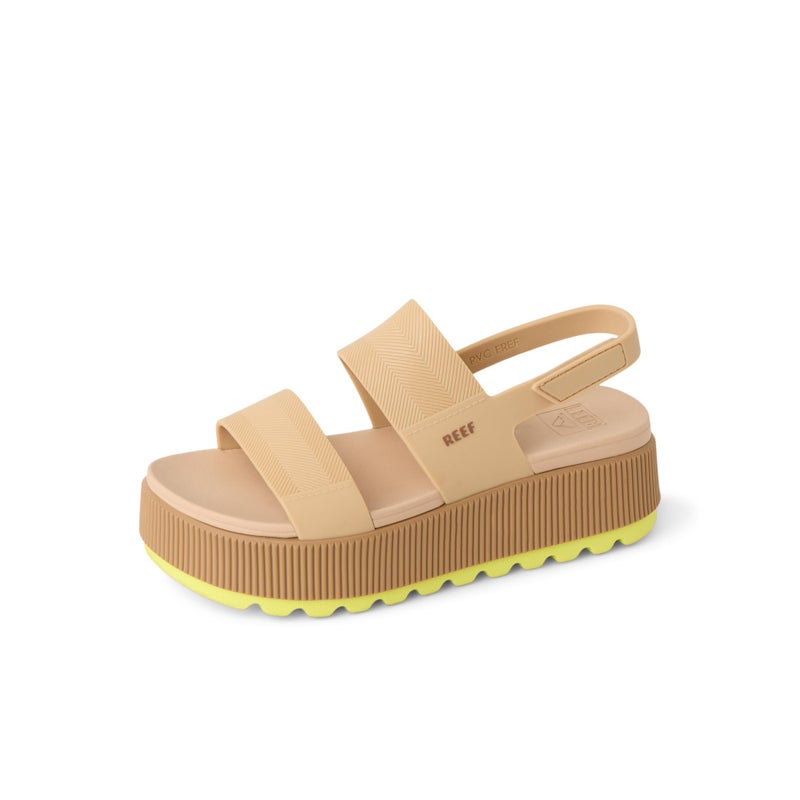 REEF Women's Water Vista Higher Platform Sandal, Water Friendly, Adjustable Strap, Sand Lime, 6 - Image 1