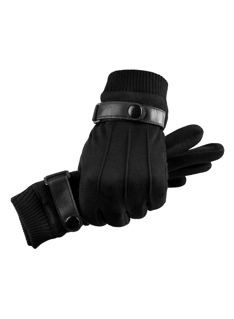 Winter Gloves, Touchscreen Windproof Driving Motorcycle Gloves for Men Fleece Lined Thick Warm Gloves - Image 1