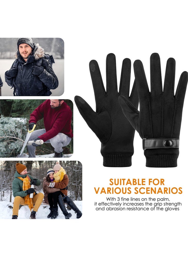 Winter Gloves, Touchscreen Windproof Driving Motorcycle Gloves for Men Fleece Lined Thick Warm Gloves - Image 3