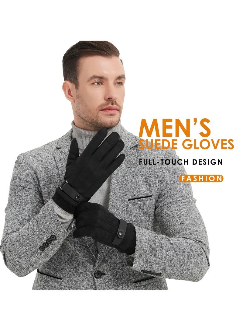 Winter Gloves, Touchscreen Windproof Driving Motorcycle Gloves for Men Fleece Lined Thick Warm Gloves - Image 5