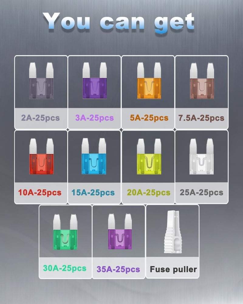 Riseuvo 250pcs Mini Blade Fuse Assortment Kit - Image 4