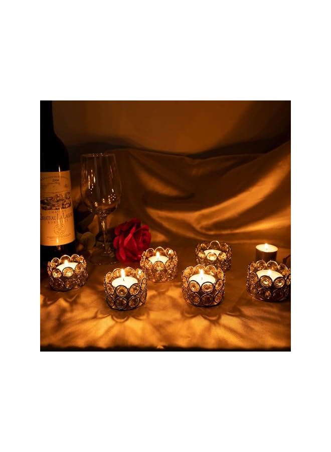 The Bros 12 Pcs Gold Crystal Tea Light Candle Holders for Wedding & Home Decor, K9 Crystal Beads, Elegant Design, Free Combination, Ideal for Centerpieces, Parties, and Gifts (Candle Excluded) - Image 4