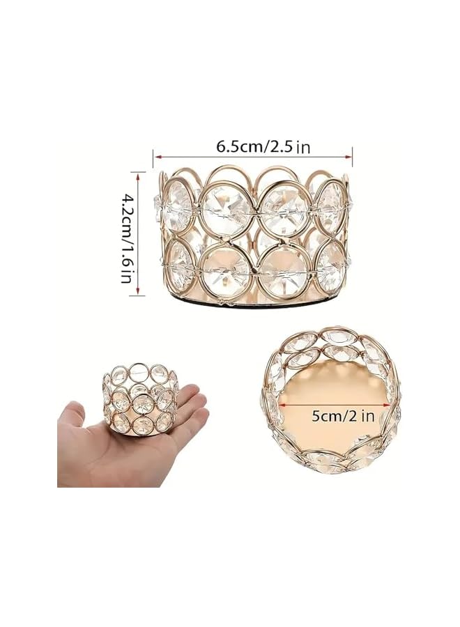 The Bros 12 Pcs Gold Crystal Tea Light Candle Holders for Wedding & Home Decor, K9 Crystal Beads, Elegant Design, Free Combination, Ideal for Centerpieces, Parties, and Gifts (Candle Excluded) - Image 5