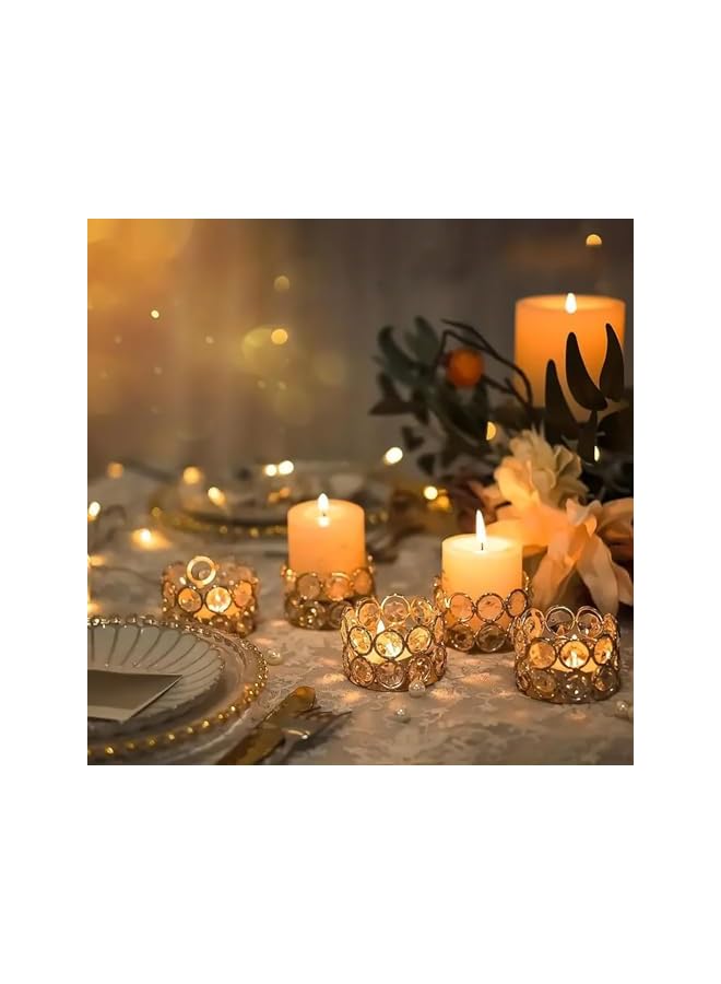 The Bros 12 Pcs Gold Crystal Tea Light Candle Holders for Wedding & Home Decor, K9 Crystal Beads, Elegant Design, Free Combination, Ideal for Centerpieces, Parties, and Gifts (Candle Excluded) - Image 2